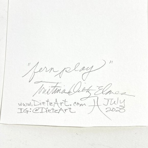 Fern Play - Original Wall Art Watercolor Painting Matted Frame Ready 8x10in - Picture 5 of 6